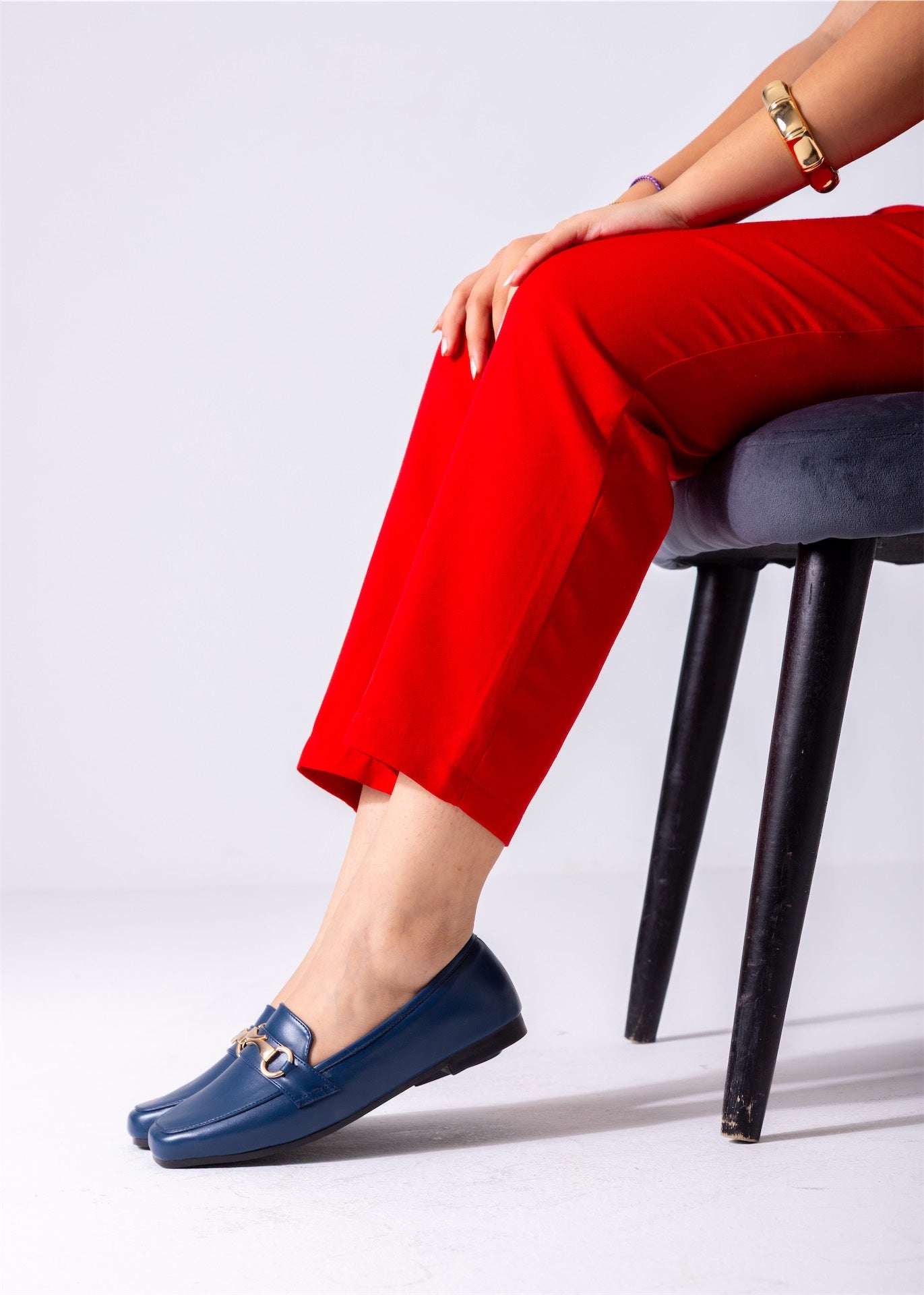 Classic Buckle Flats-dark blue