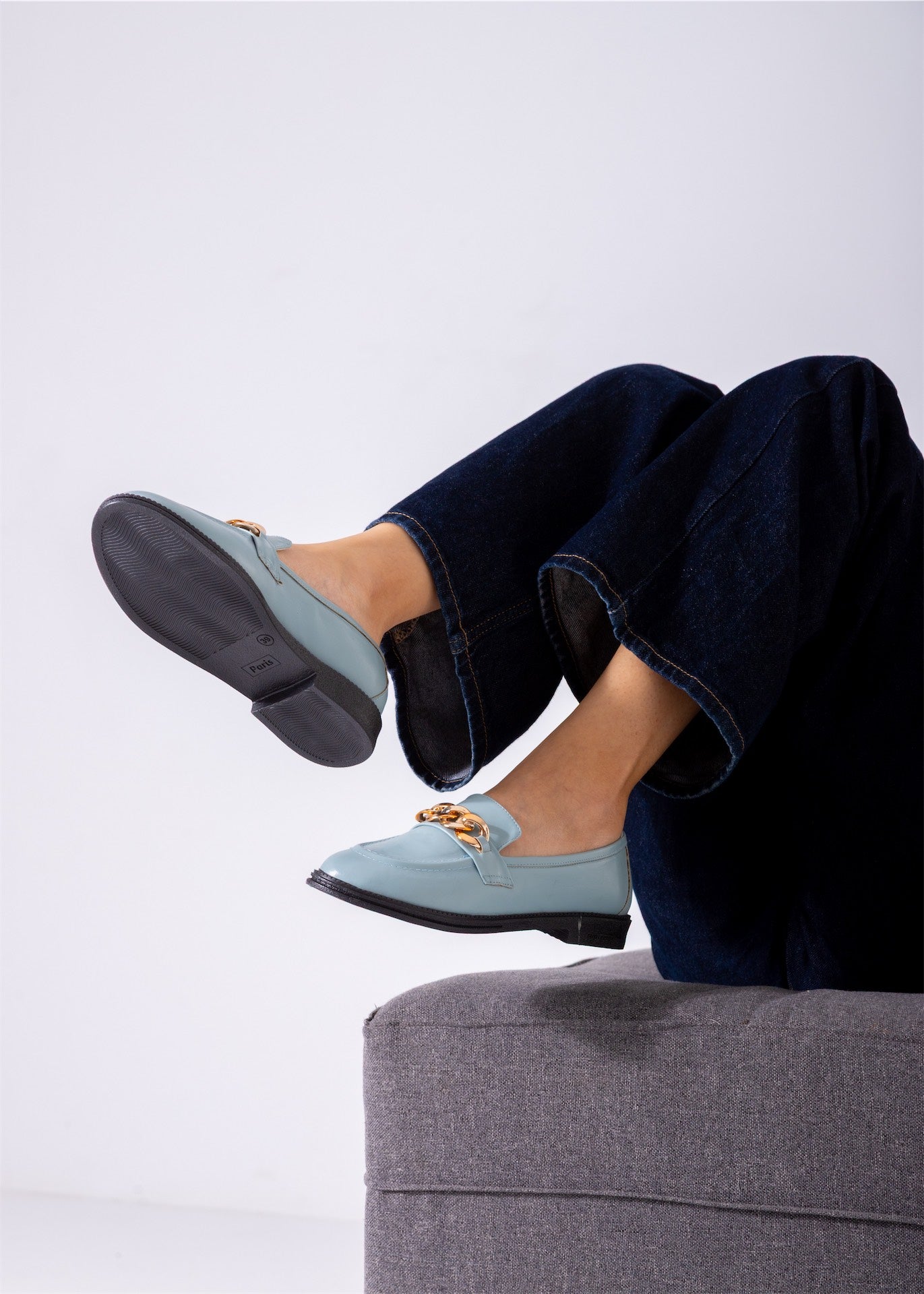 Chunky Chain Loafers-baby blue