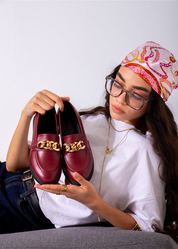 Chunky Chain Loafers-marron