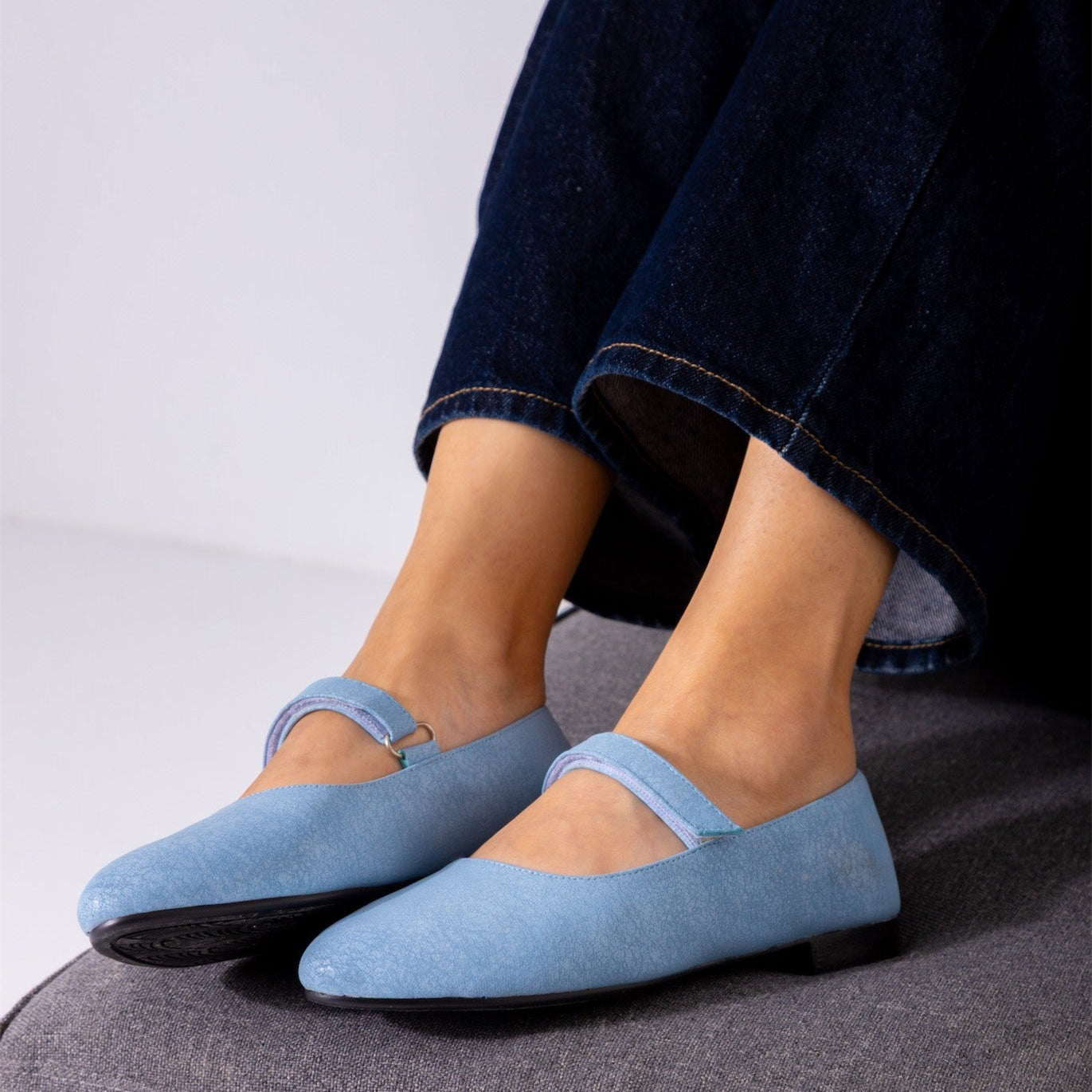 Shimmer Mary Flats-blue