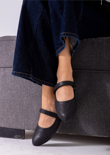 Shimmer Mary Flats-black