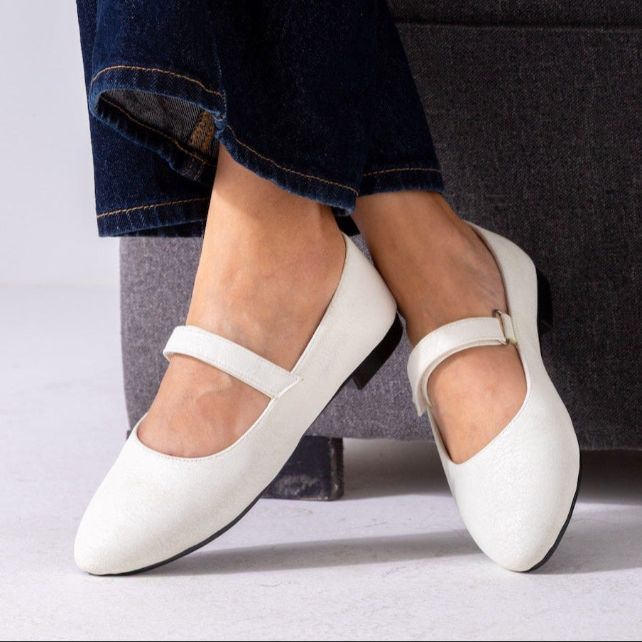 Shimmer Mary Flats-white