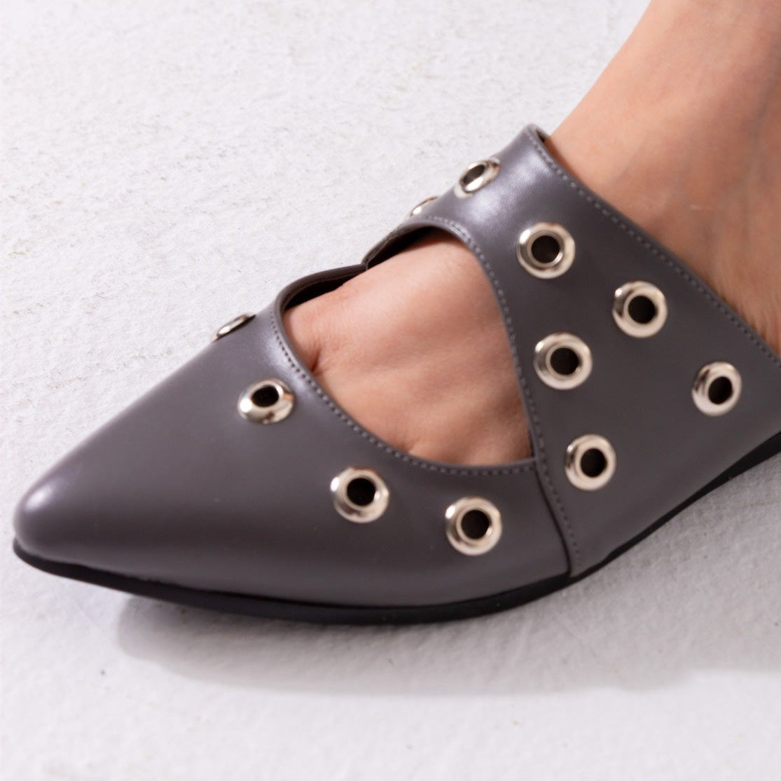 Studded Pointed Backless Mule-gary