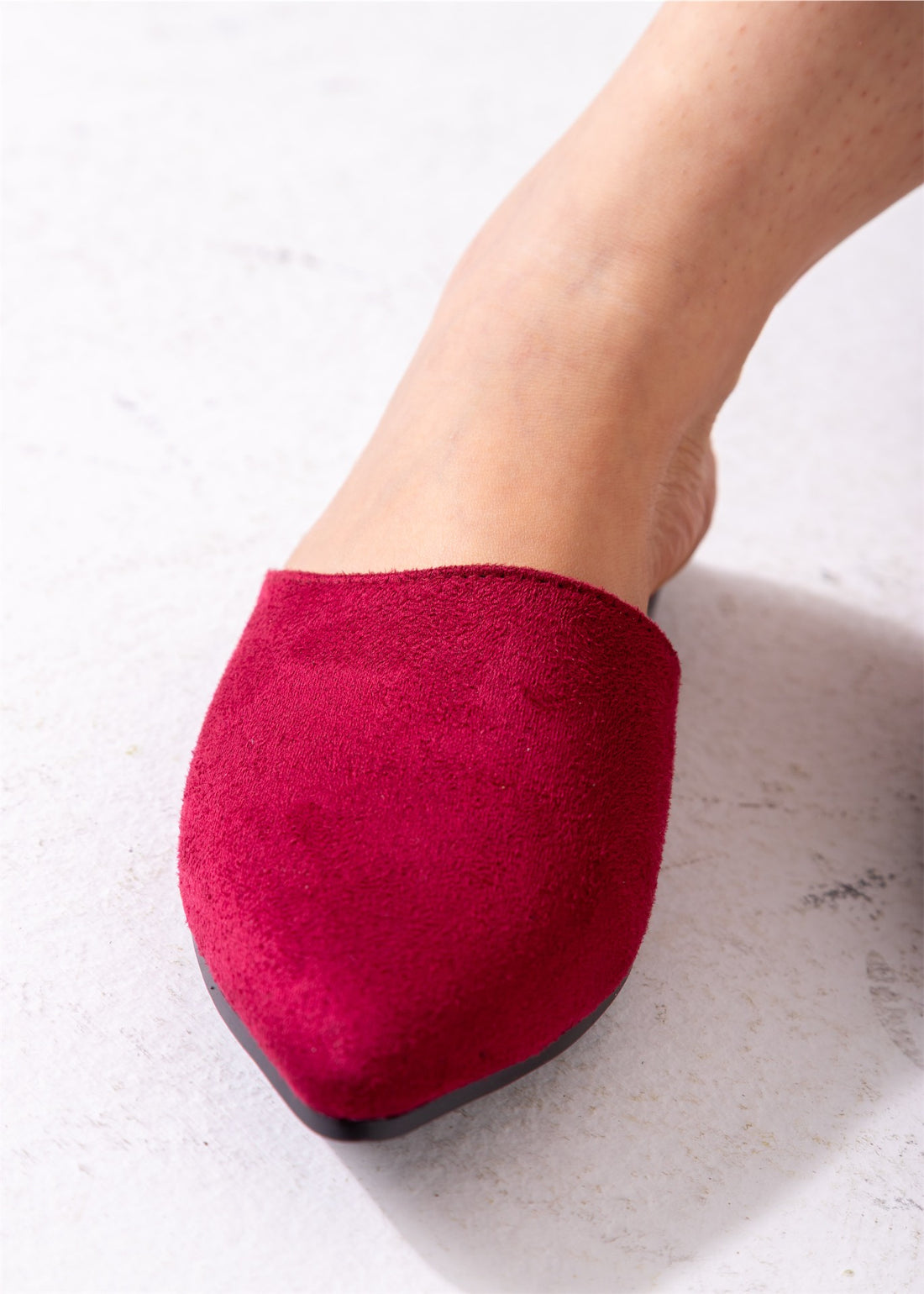 Pointed Toe Suede Mules-red