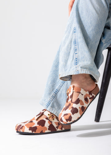 Animal Print Buckle Clogs-orange