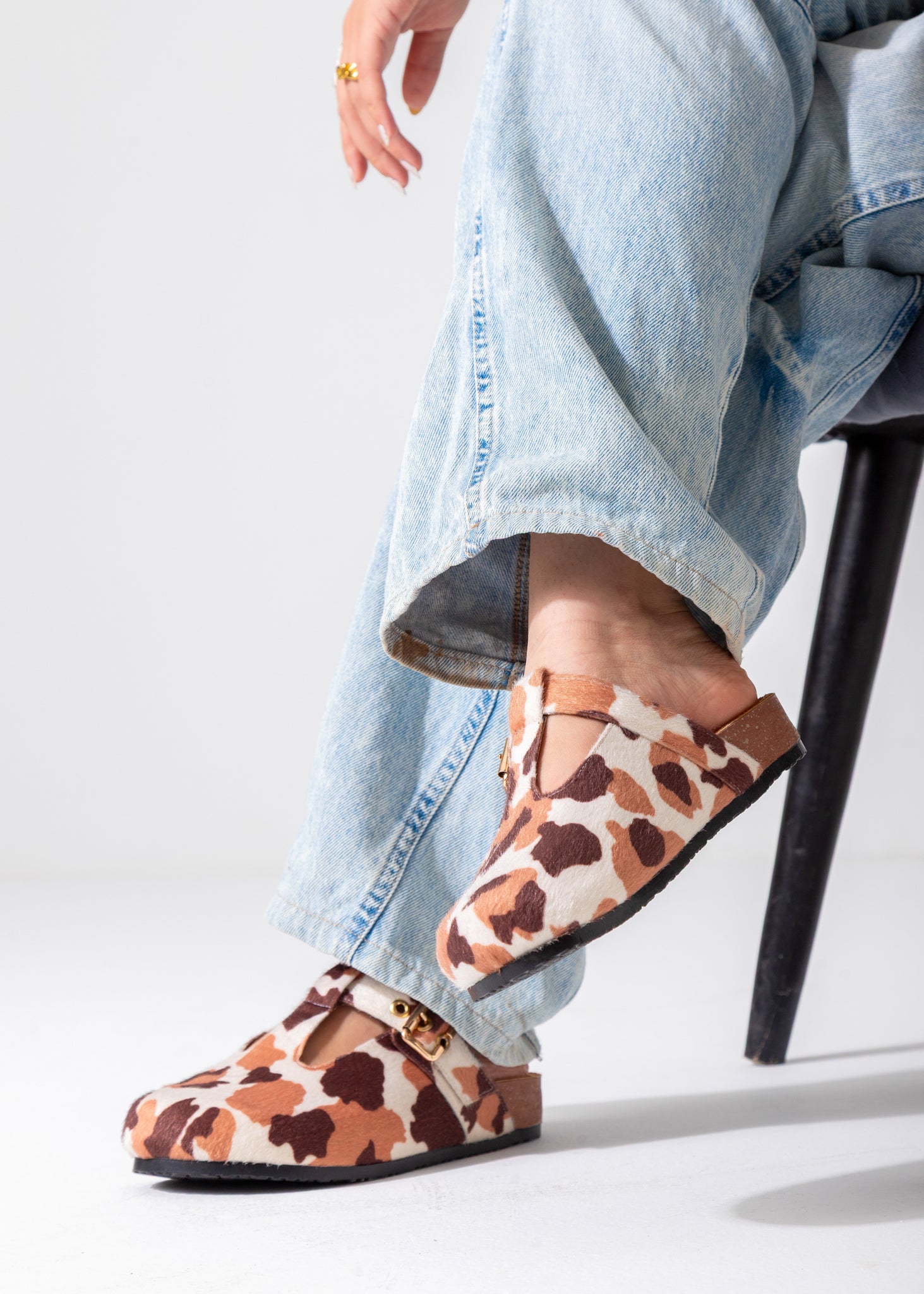 Animal Print Buckle Clogs-orange