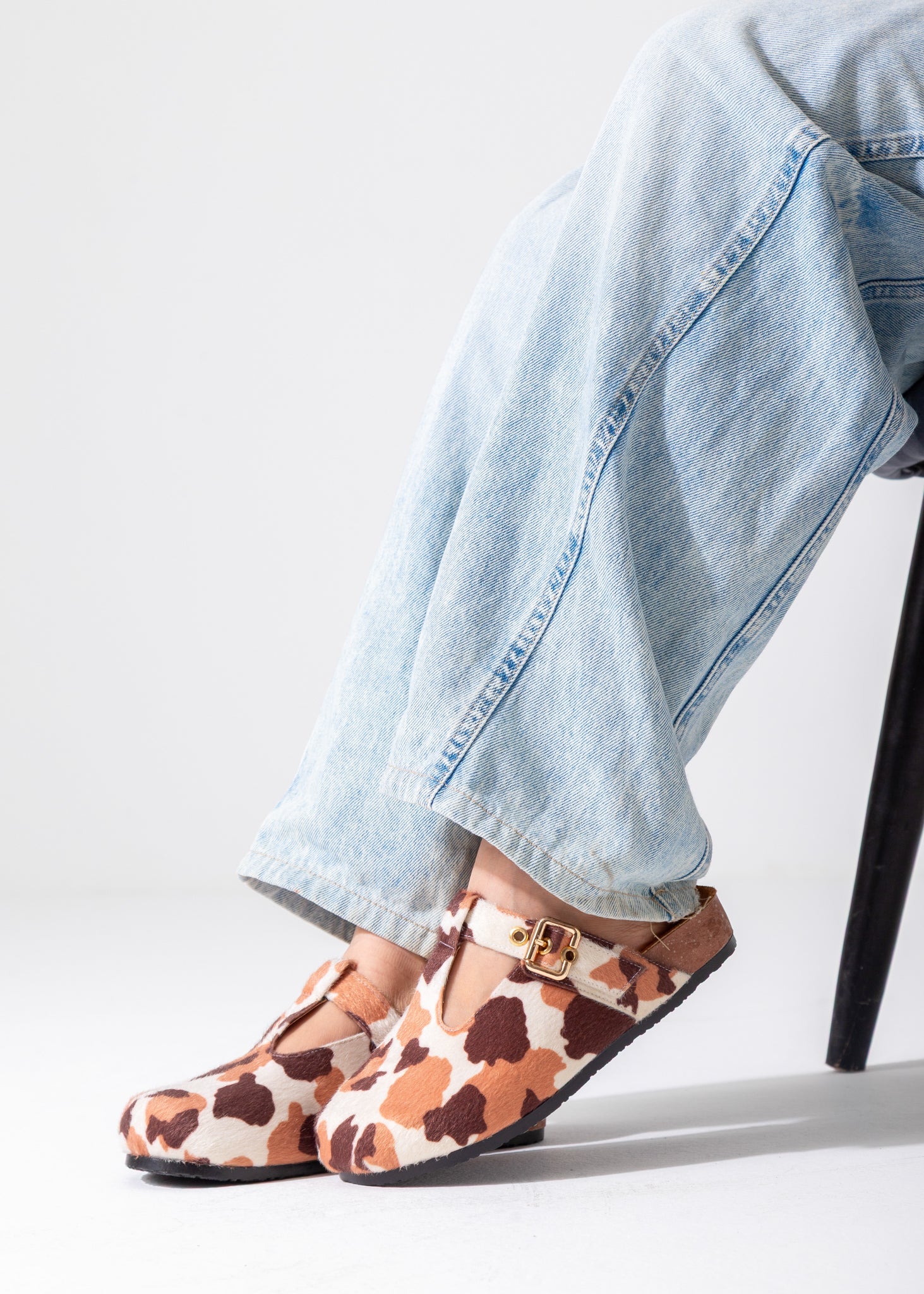 Animal Print Buckle Clogs-orange