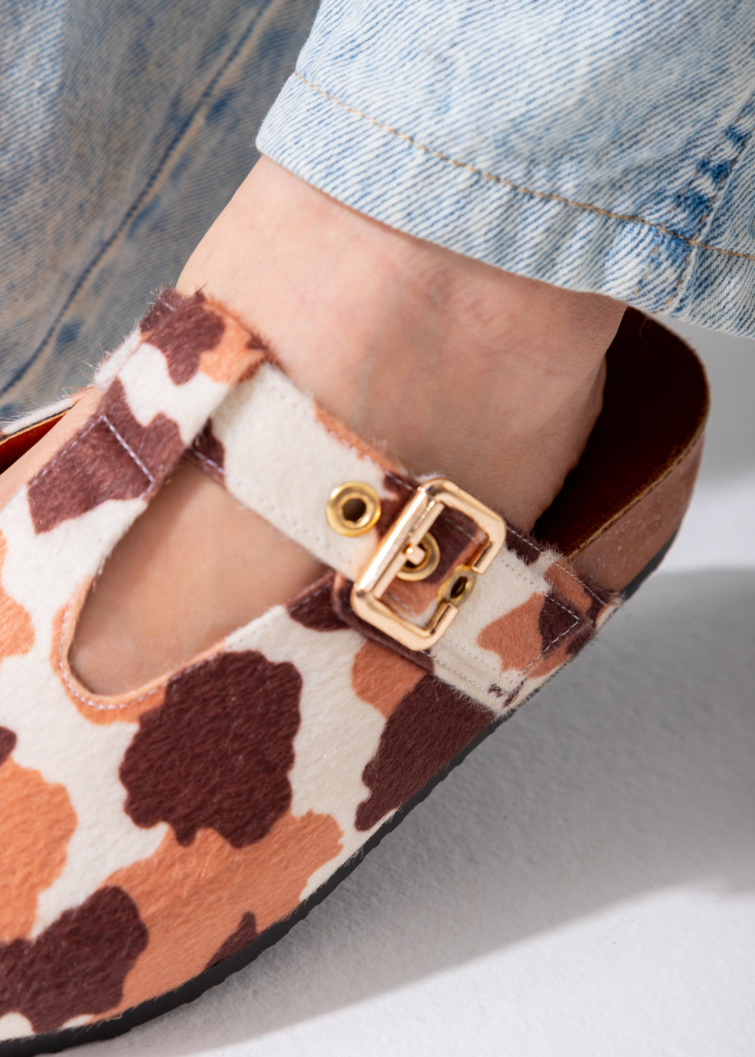 Animal Print Buckle Clogs-orange