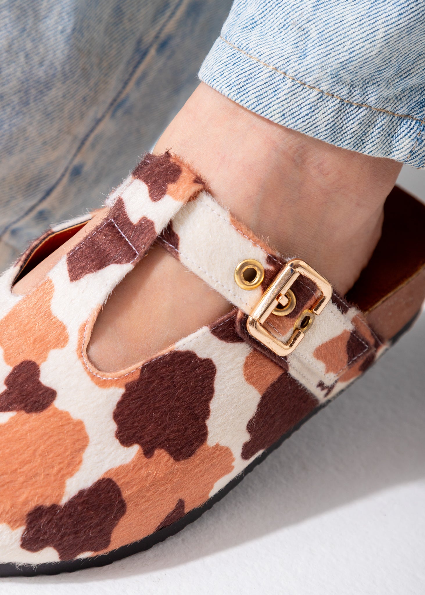 Animal Print Buckle Clogs-orange