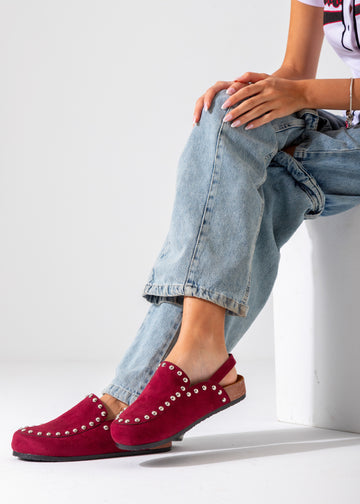 Studded Suede Clog-marron