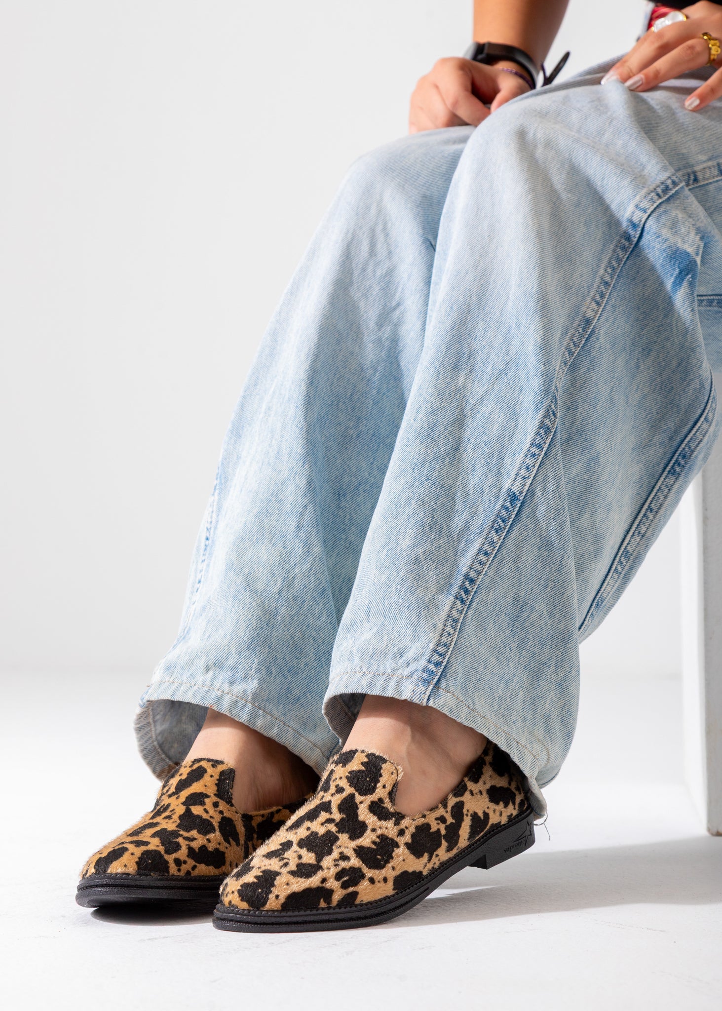 Animal Print Slip-On Flat-beige & black