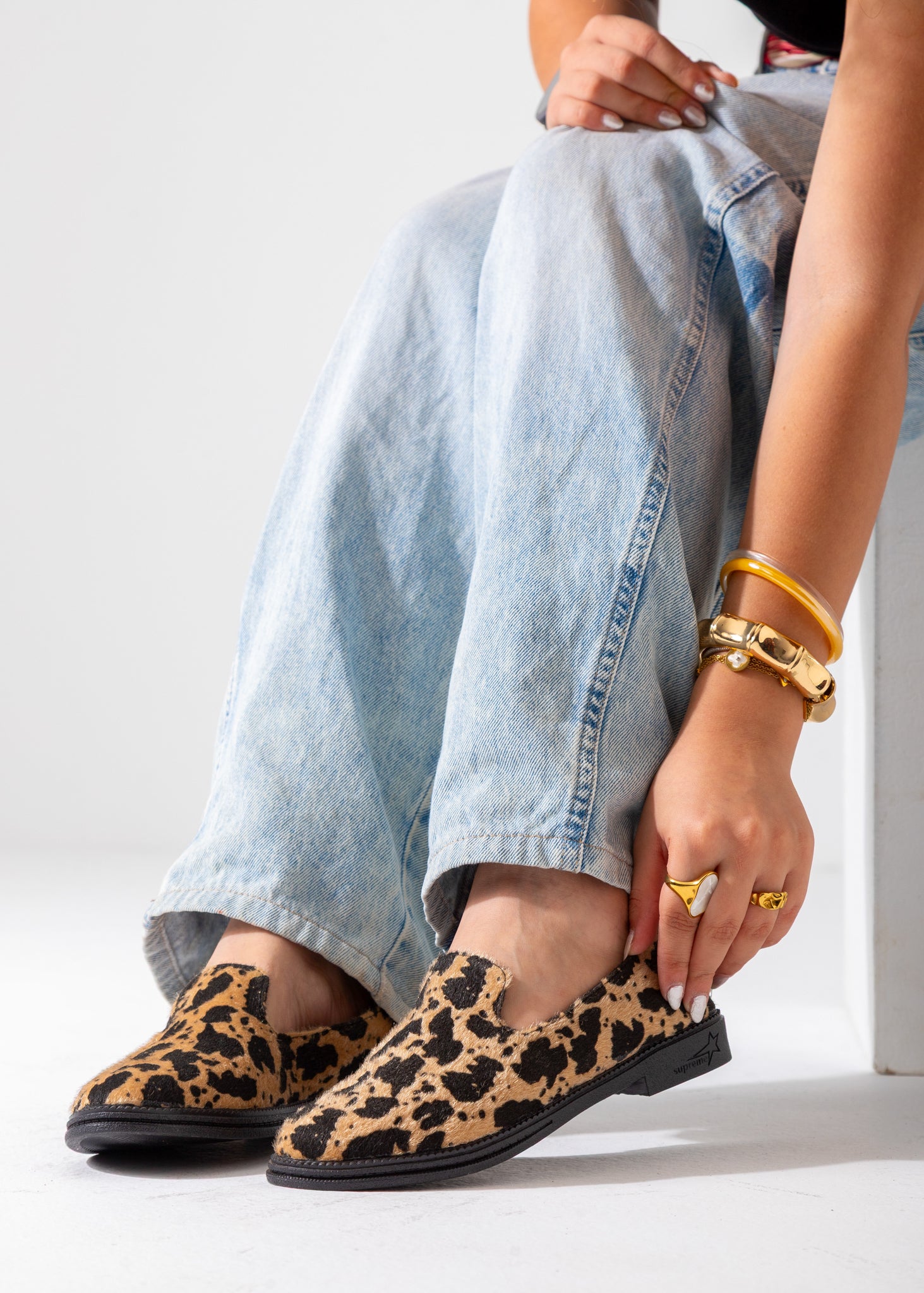 Animal Print Slip-On Flat-beige & black