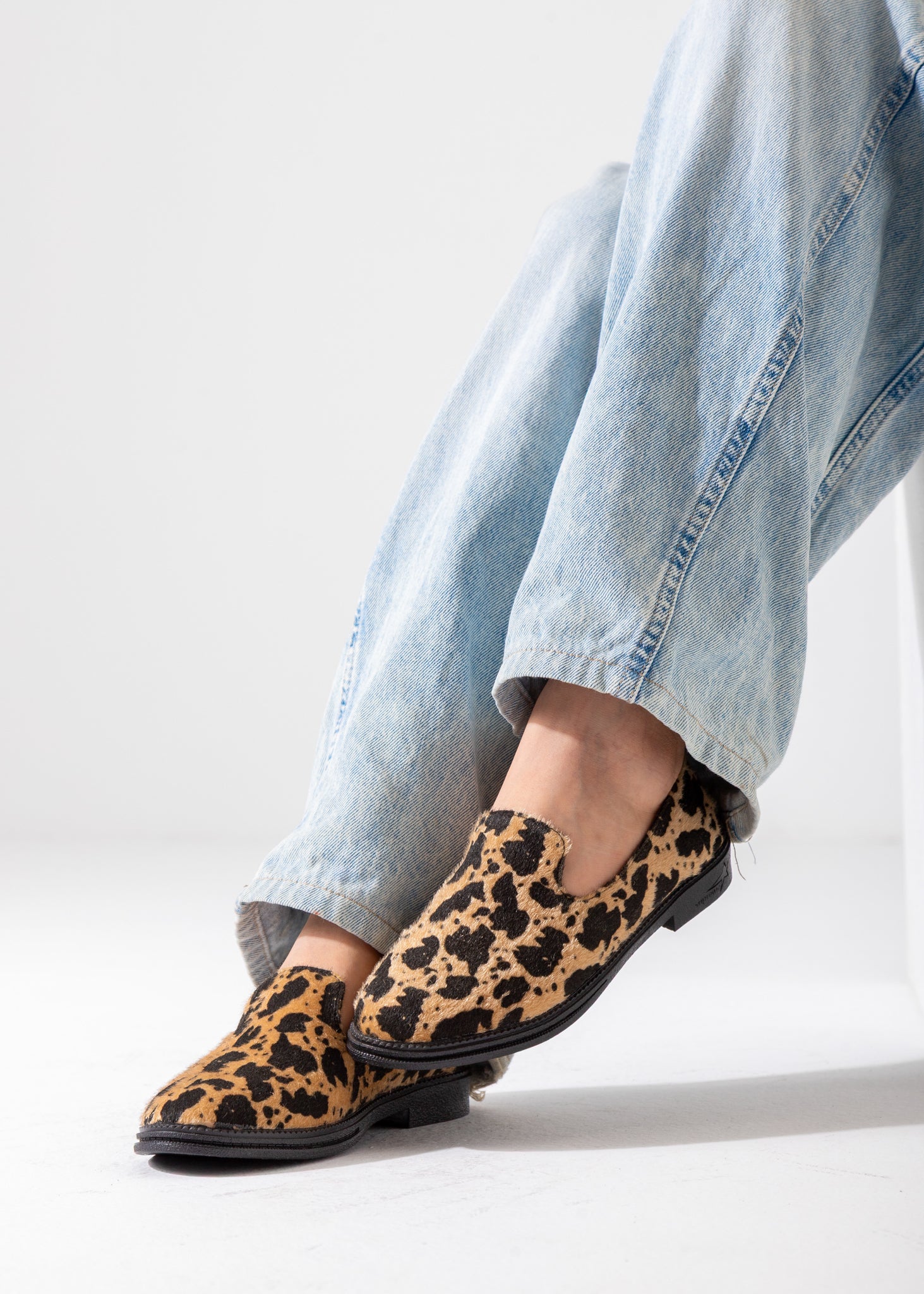 Animal Print Slip-On Flat-beige & black