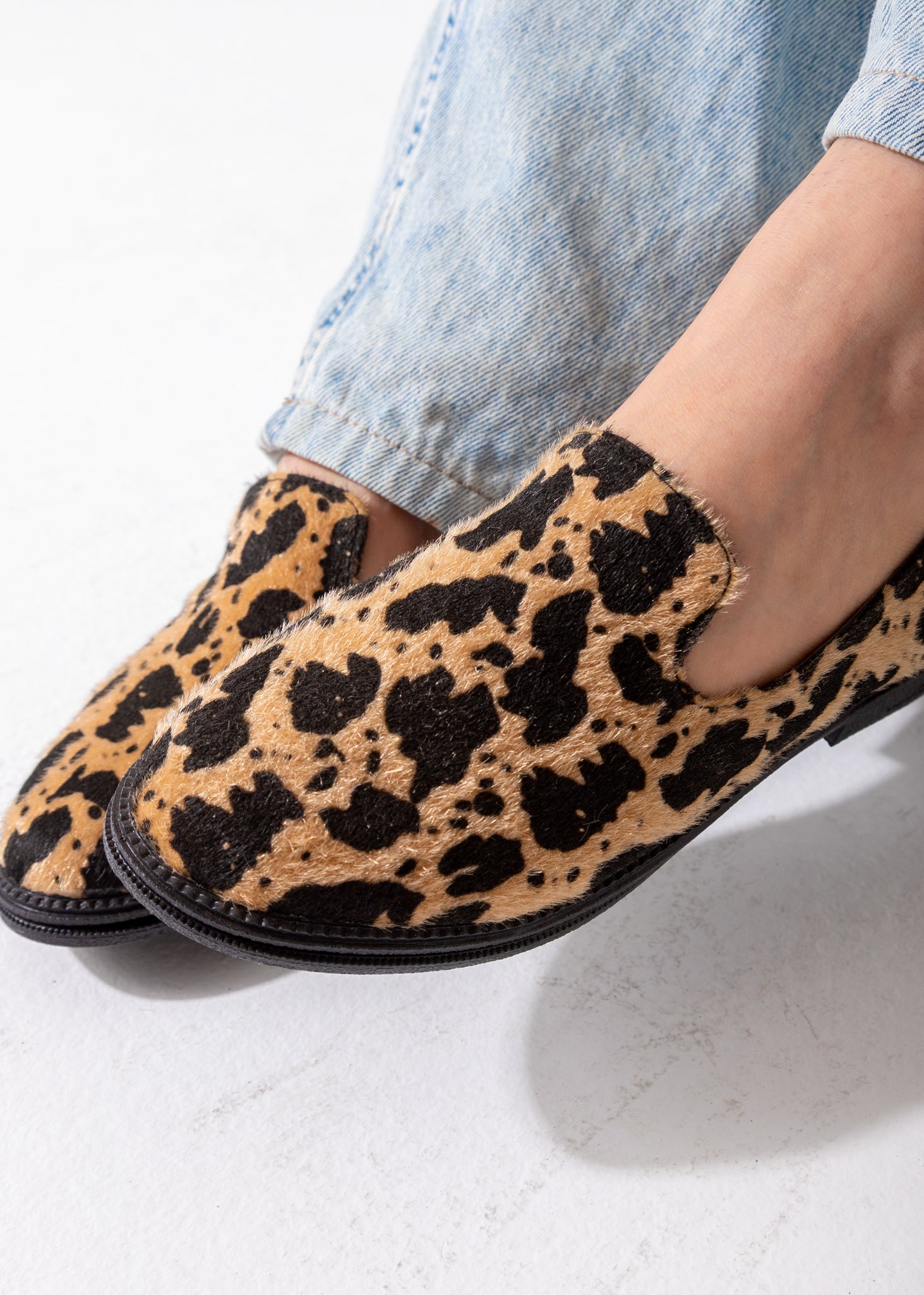 Animal Print Slip-On Flat-beige & black