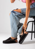 Load image into Gallery viewer, Studded Suede Clog-black
