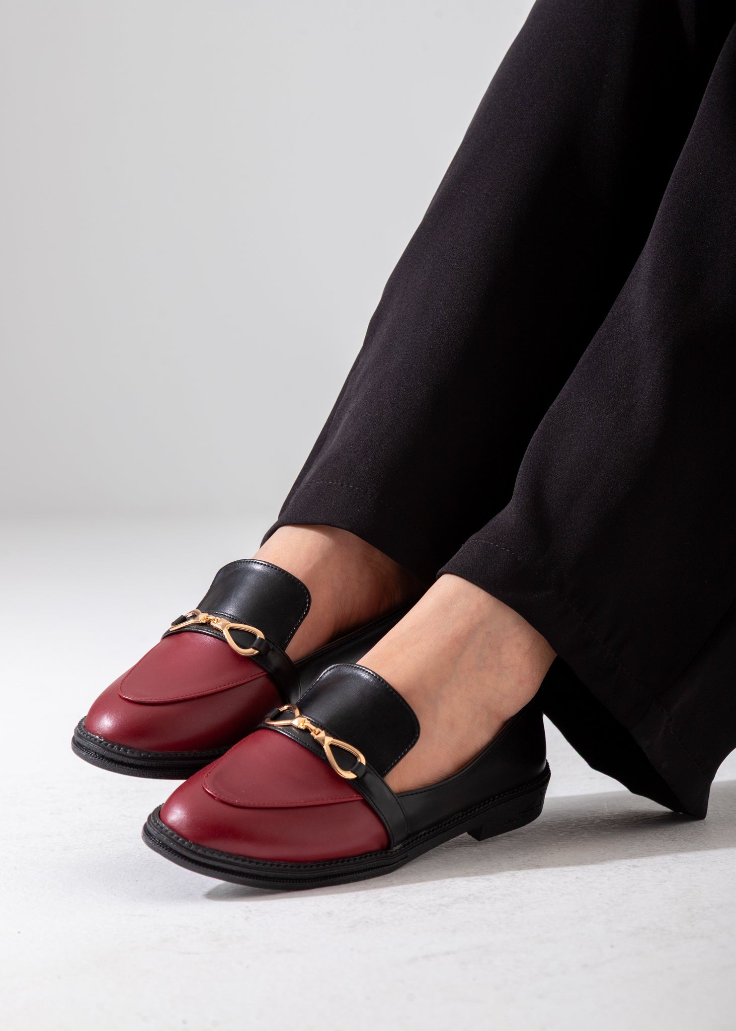 Two-Tone Horsebit Flat-marron