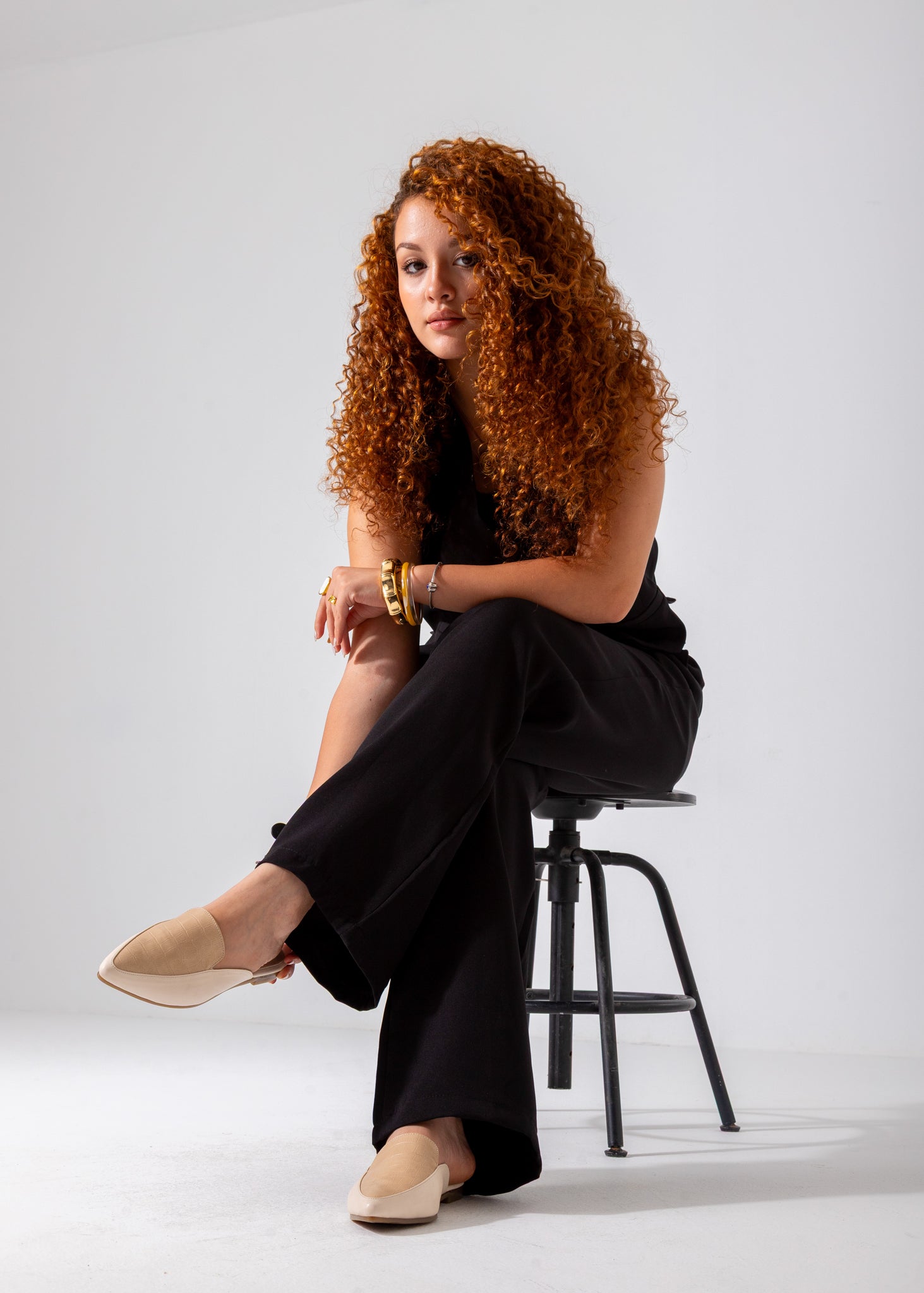 Croc-Embossed Pointed Mule-beige