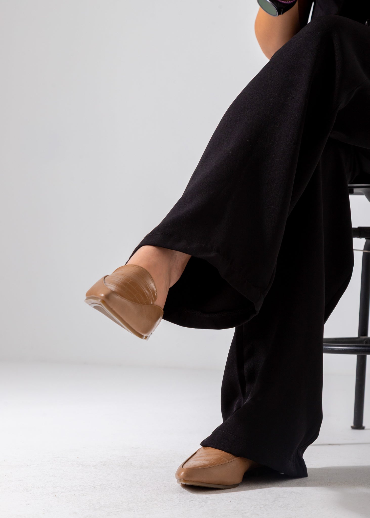 Croc-Embossed Pointed Mule-cafe