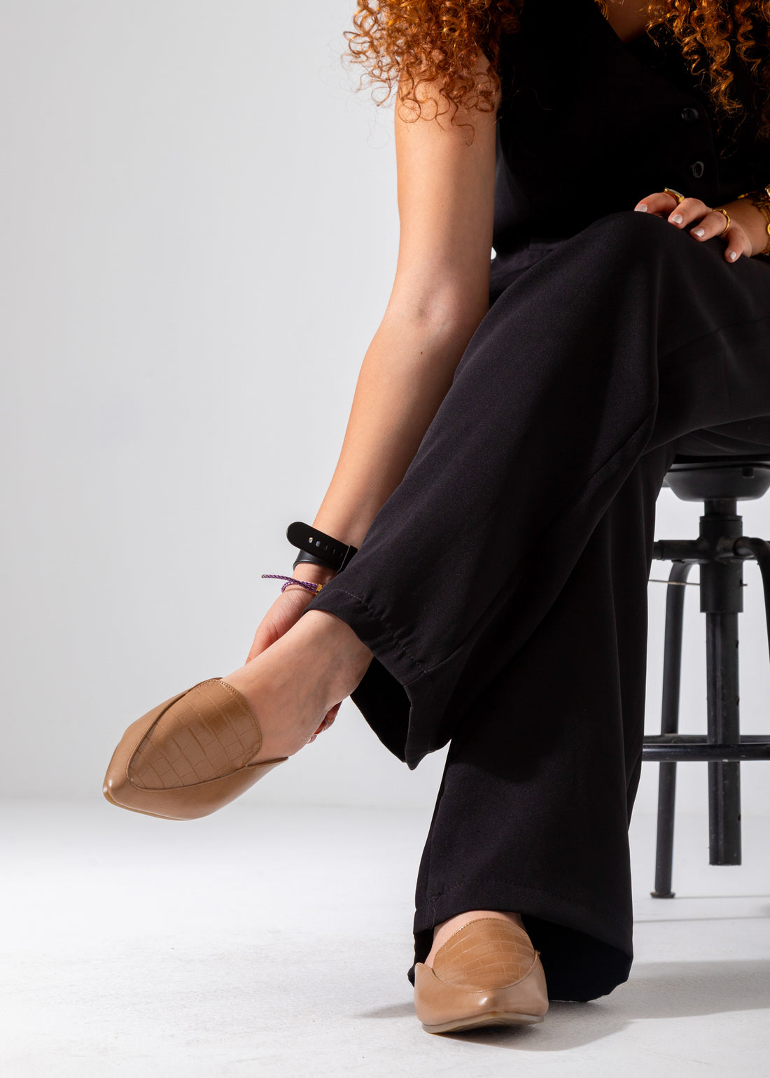 Croc-Embossed Pointed Mule-cafe