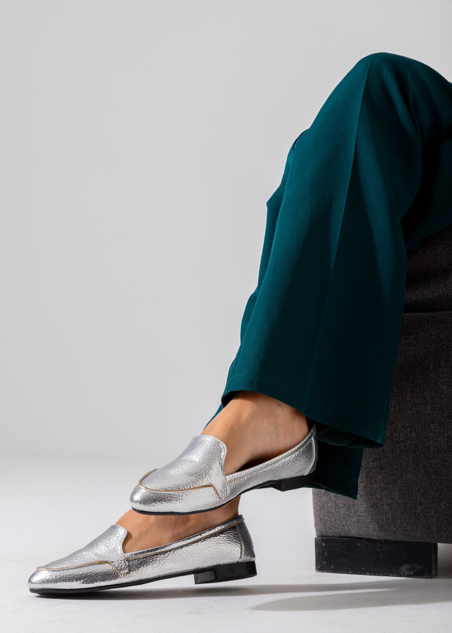 Metallic Slip-On Flat-silver