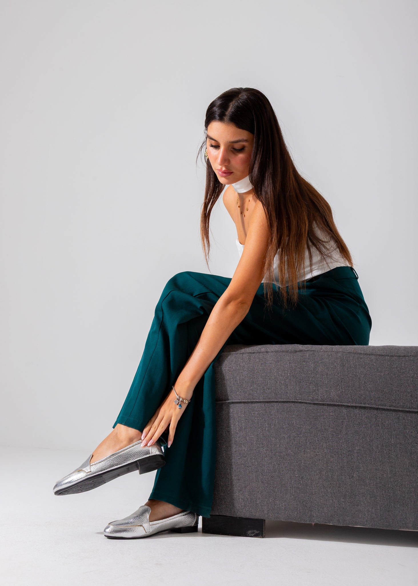 Metallic Slip-On Flat-silver