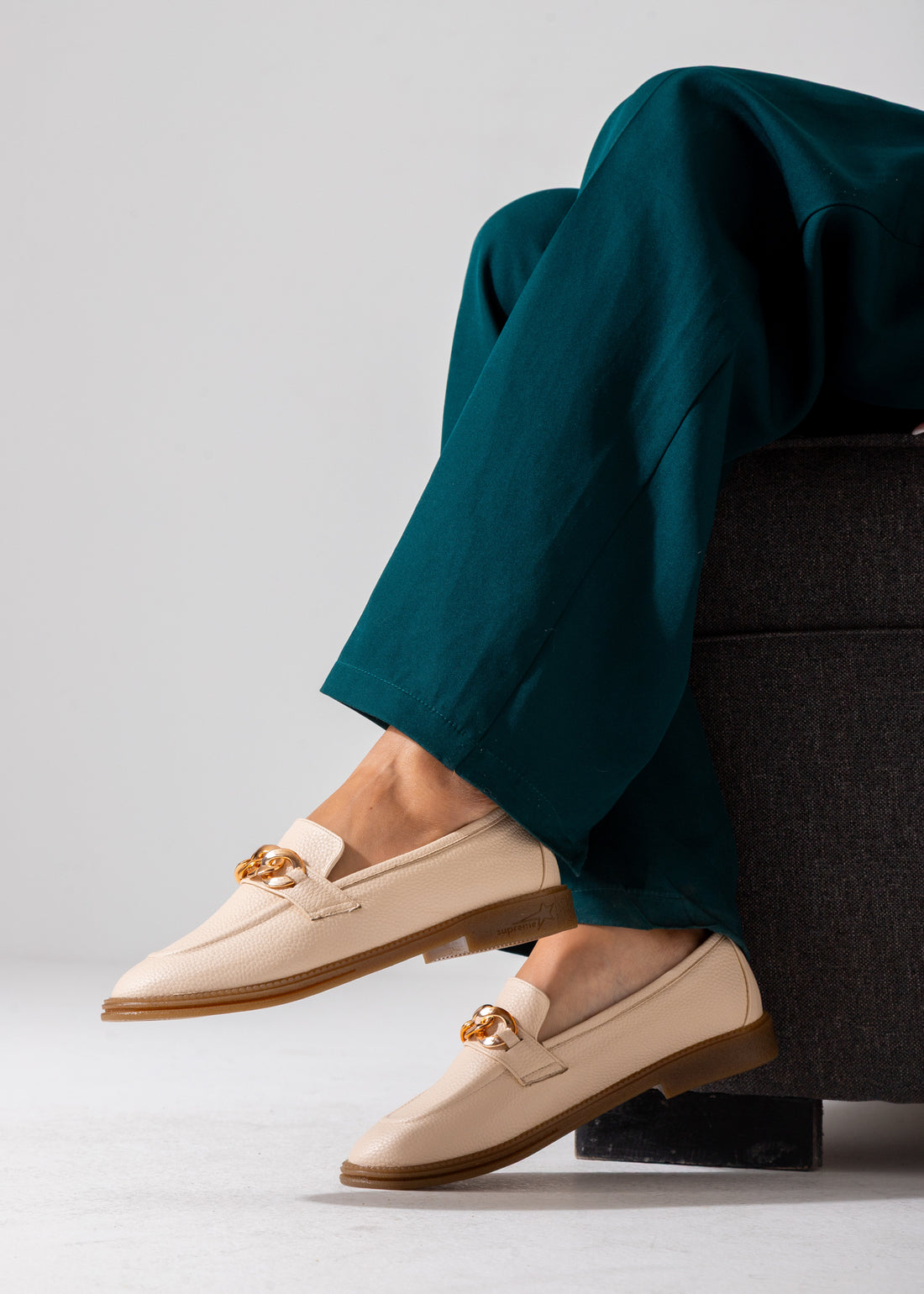 Grain-Textured Loafer-beige