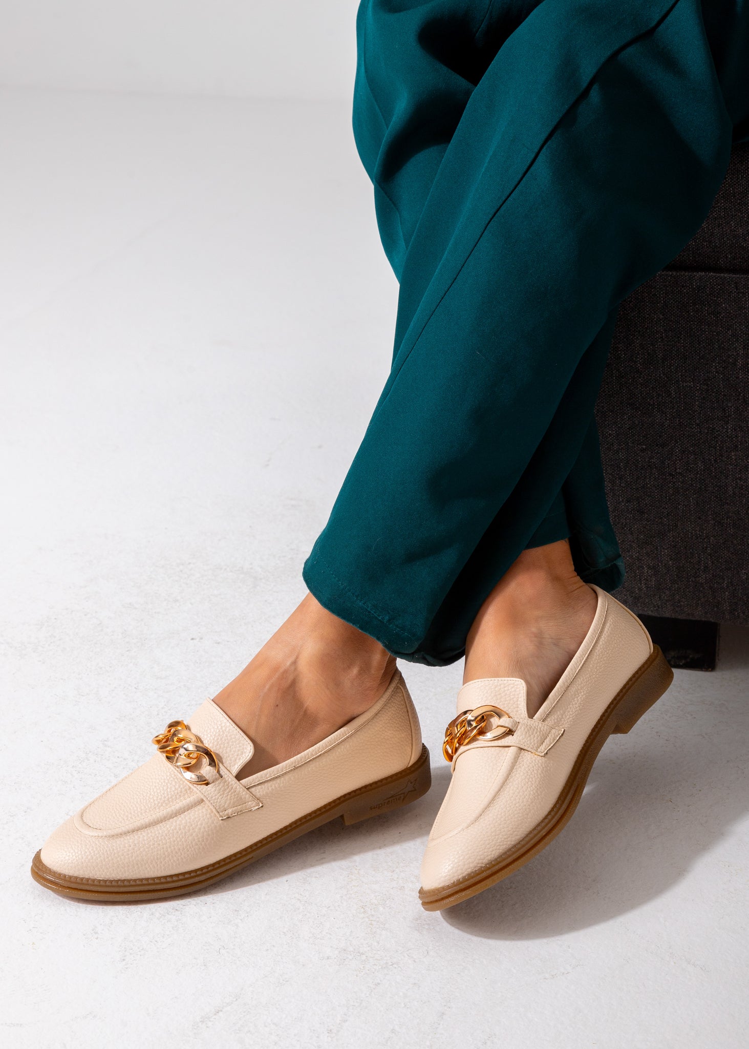 Grain-Textured Loafer-beige