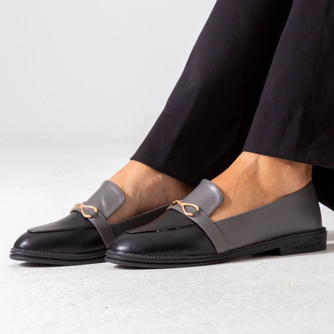 Two-Tone Horsebit Flat-gray