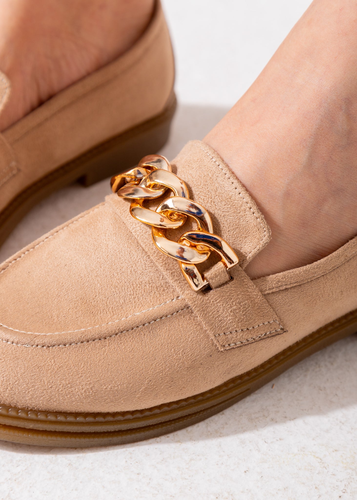 Velvet Touch Chain Loafer-beige
