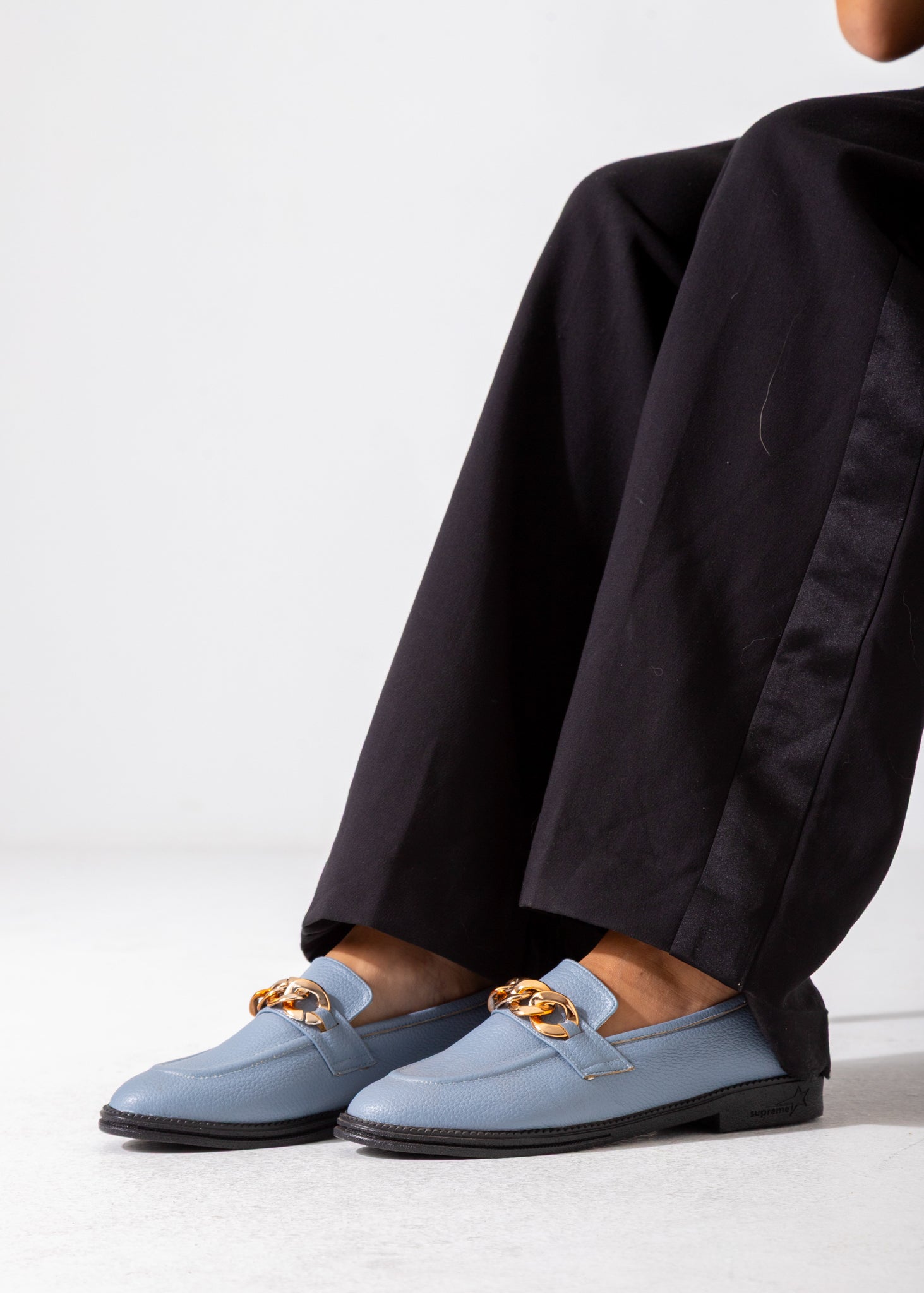 Grain-Textured Loafer-baby blue