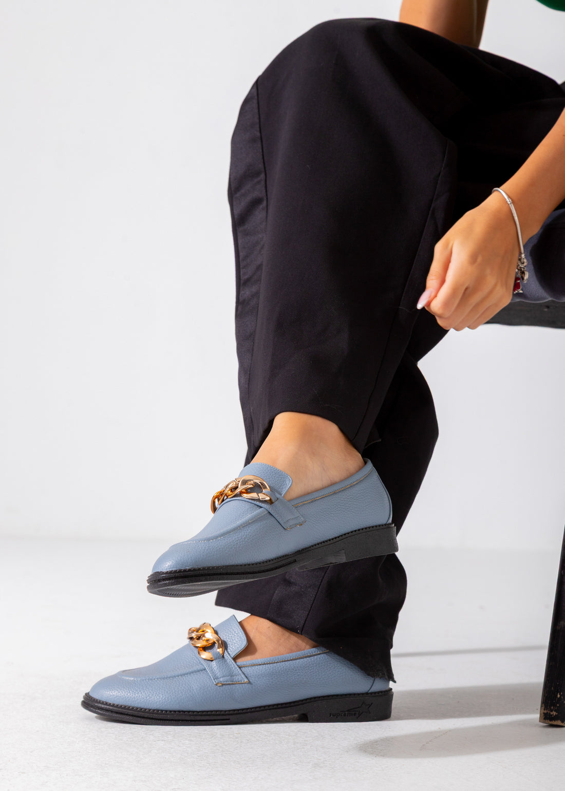 Grain-Textured Loafer-baby blue