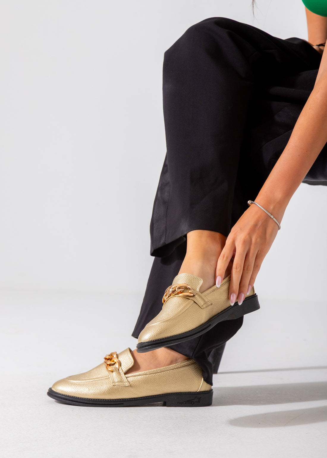 Grain-Textured Loafer-gold